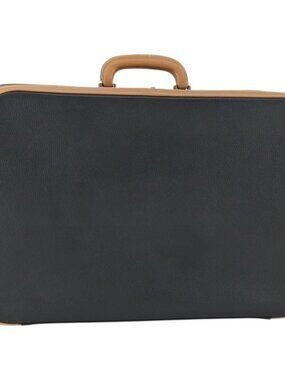 HERMES Trunk Leather Black Auth bs33187